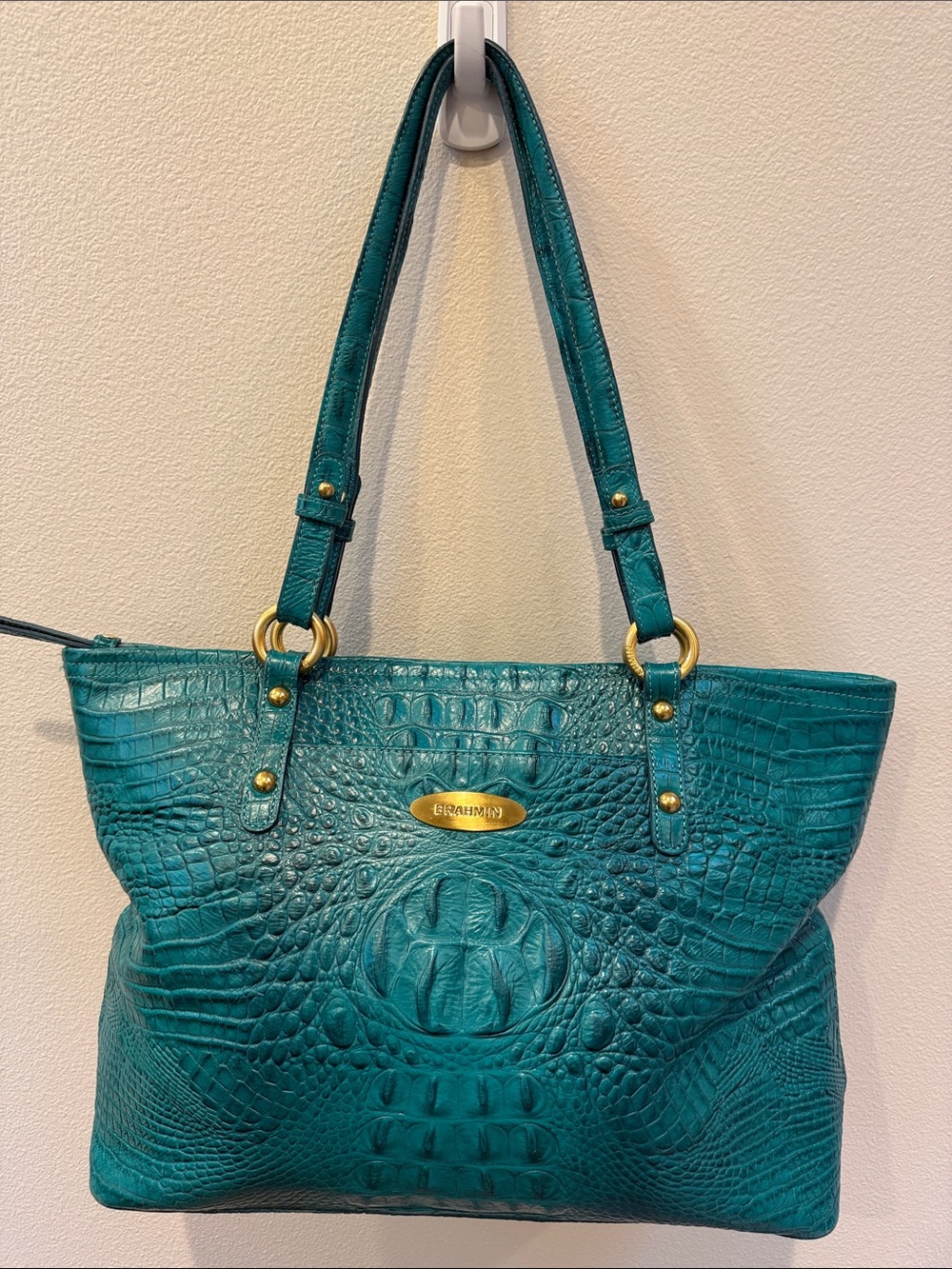 Brahmin Medium Asher Tote Ocean Melbourne Croc-Embossed Leather - Picture 6 of 7